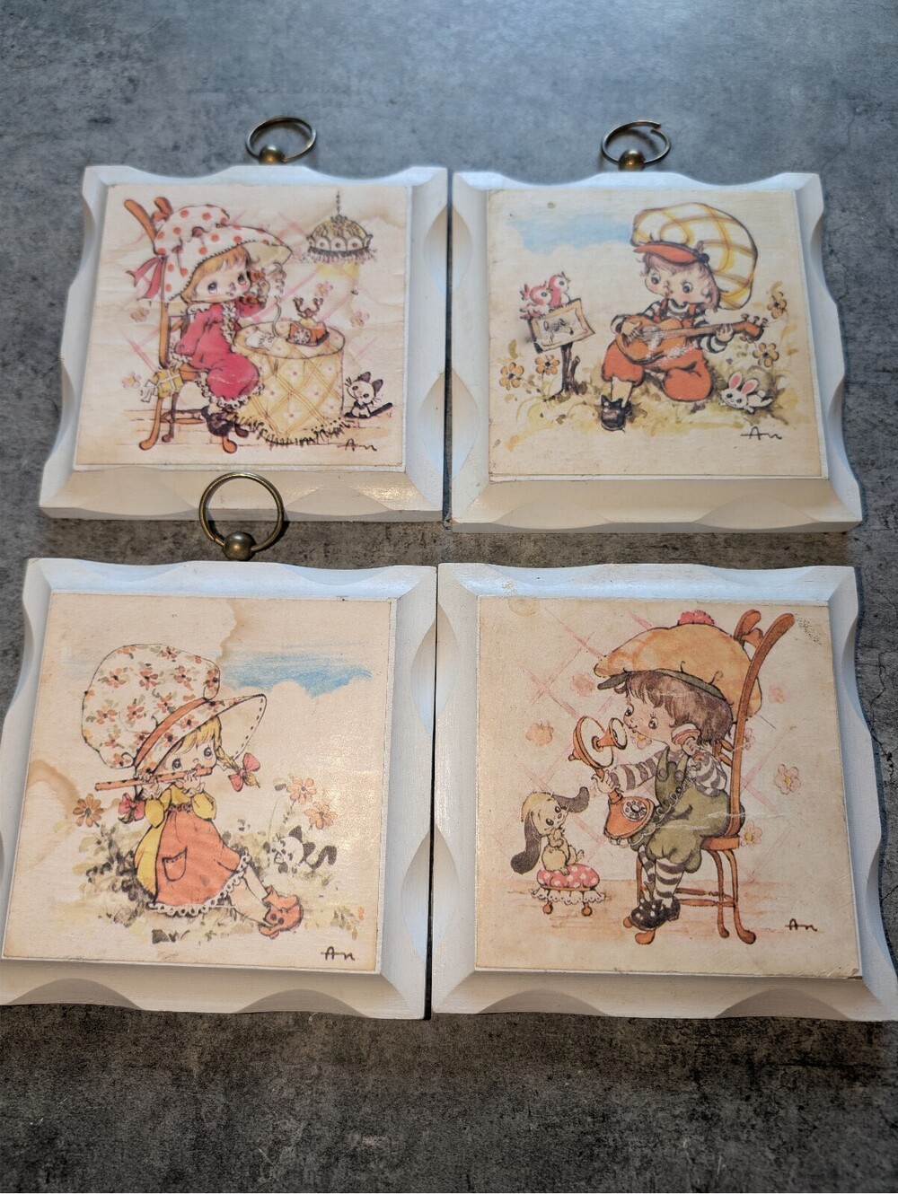 Homco Vintage 1970s Lot Wall Plaques Cottagecore Children Hollie Hobbie Inspire